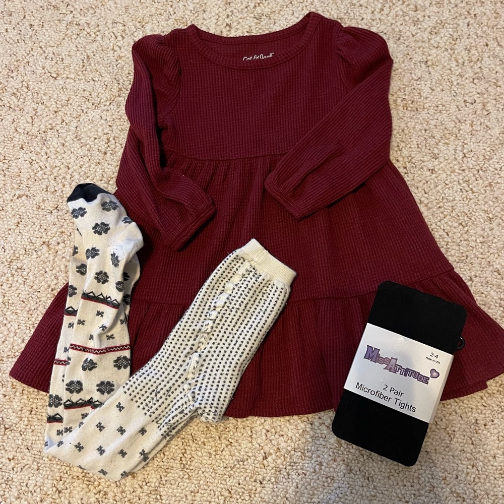 Toddler girls dress and tights - size 3t